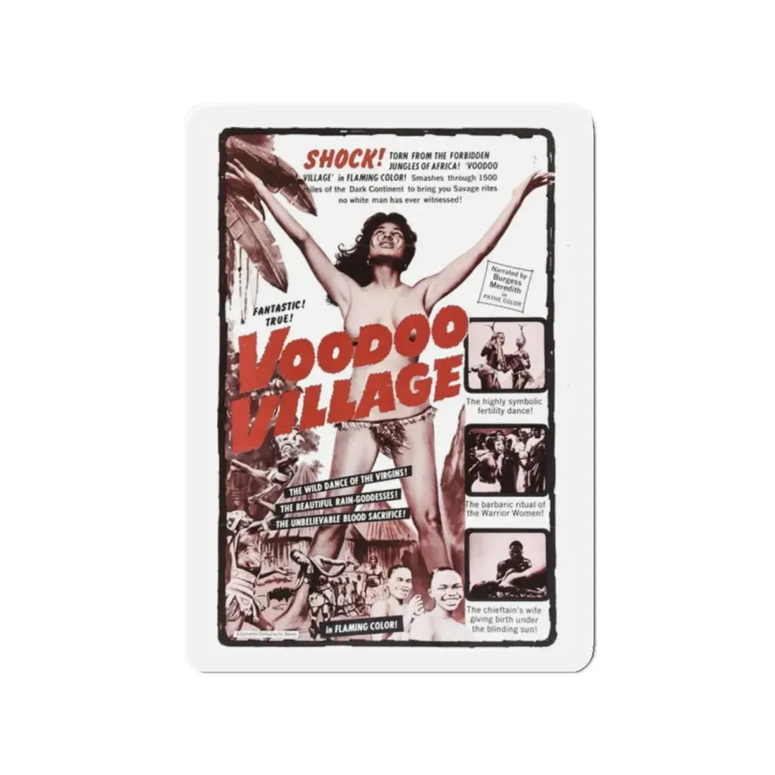 VOODOO VILLAGE 1958 Movie Poster - Refrigerator Magnet 2 Inch Die-Cut - The Sticker Space