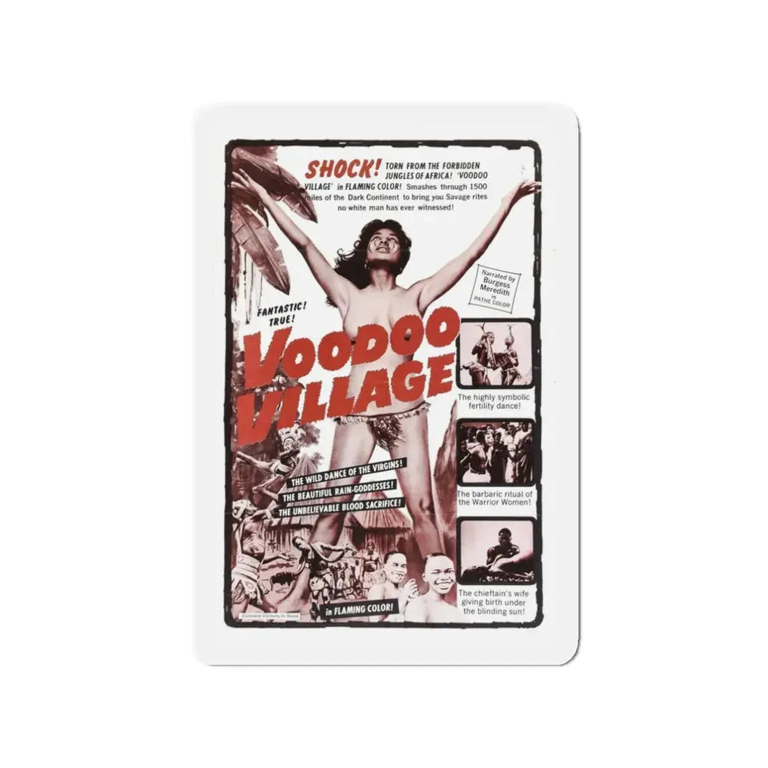 VOODOO VILLAGE 1958 Movie Poster - Refrigerator Magnet 3 Inch Die-Cut - The Sticker Space