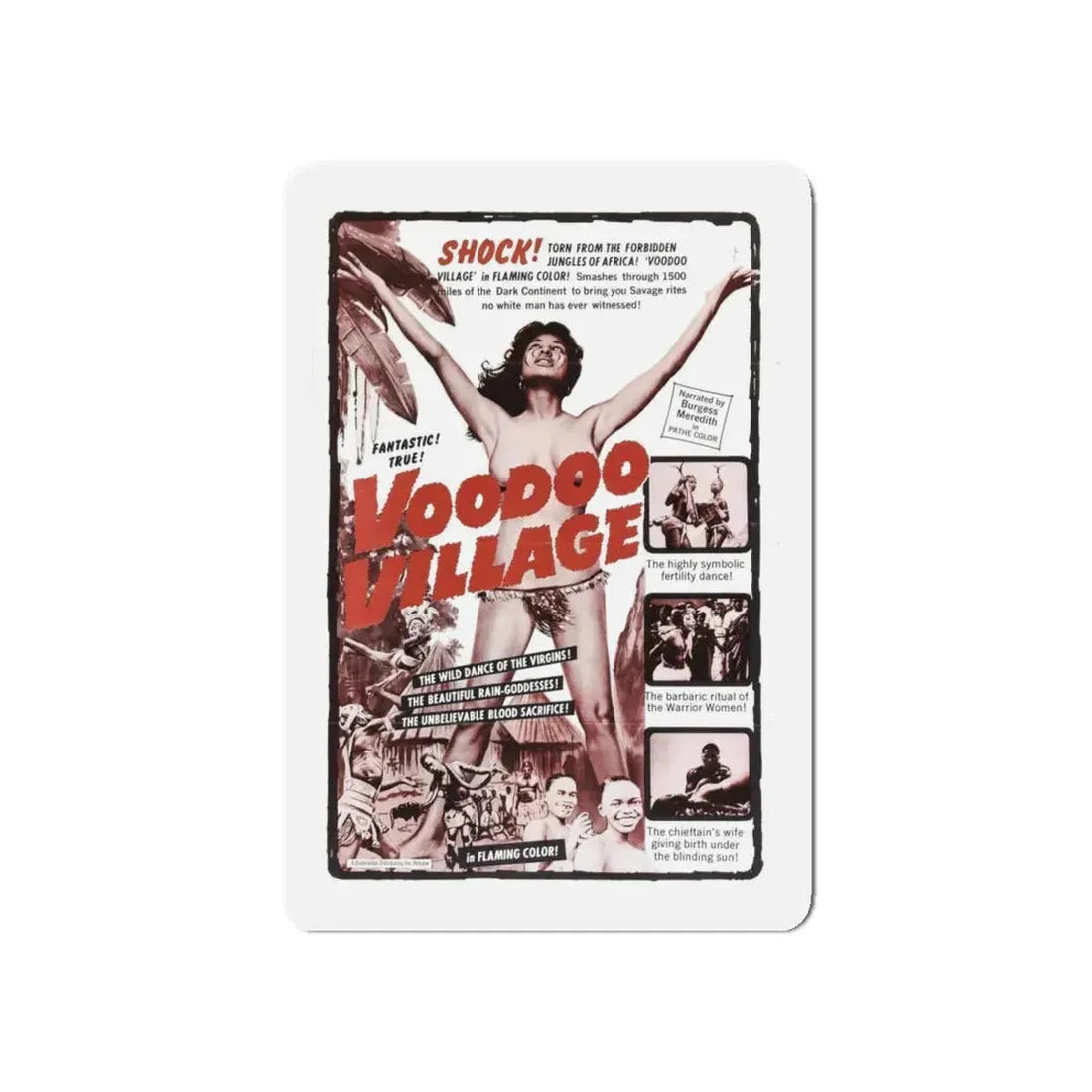 VOODOO VILLAGE 1958 Movie Poster - Refrigerator Magnet 5 Inch Die-Cut - The Sticker Space