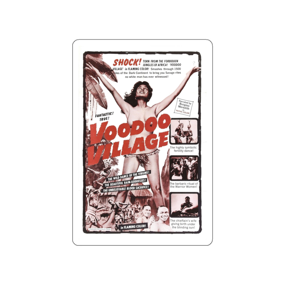 VOODOO VILLAGE 1958 Movie Poster STICKER Vinyl Die-Cut Decal-White-The Sticker Space