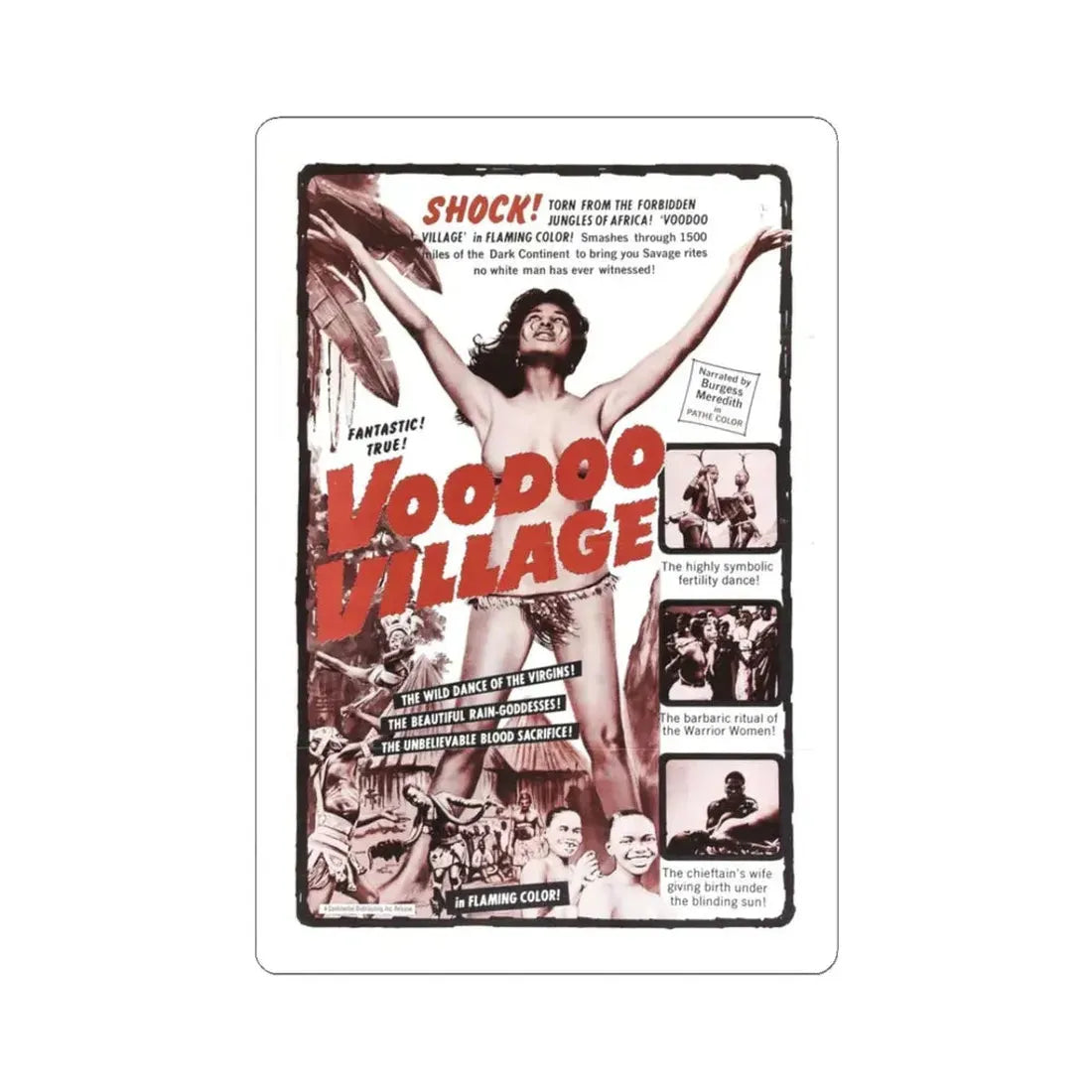 VOODOO VILLAGE 1958 Movie Poster - STICKER Vinyl Kiss-Cut Decal 3 Inch White - The Sticker Space