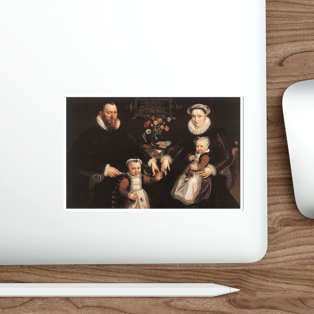 VOS, Marten de - Portrait of Antonius Anselmus, His Wife and Their Children (Artwork) STICKER Vinyl Die-Cut Decal-The Sticker Space