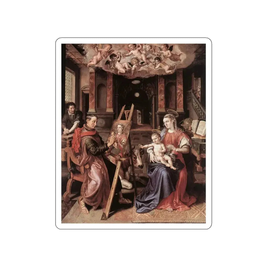 VOS, Marten de - St Luke Painting the Virgin Mary (Artwork) STICKER Vinyl Die-Cut Decal White Die-Cut 4 Inch - The Sticker Space