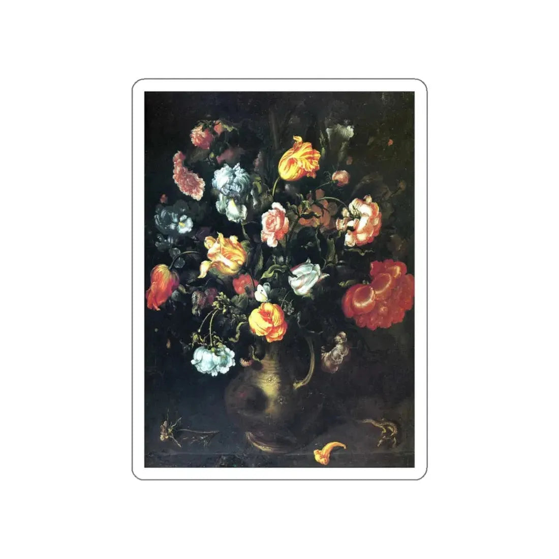 VOSMAER, Jacob Woutersz - A Vase with Flowers (Artwork) STICKER Vinyl Die-Cut Decal White Die-Cut 5 Inch - The Sticker Space