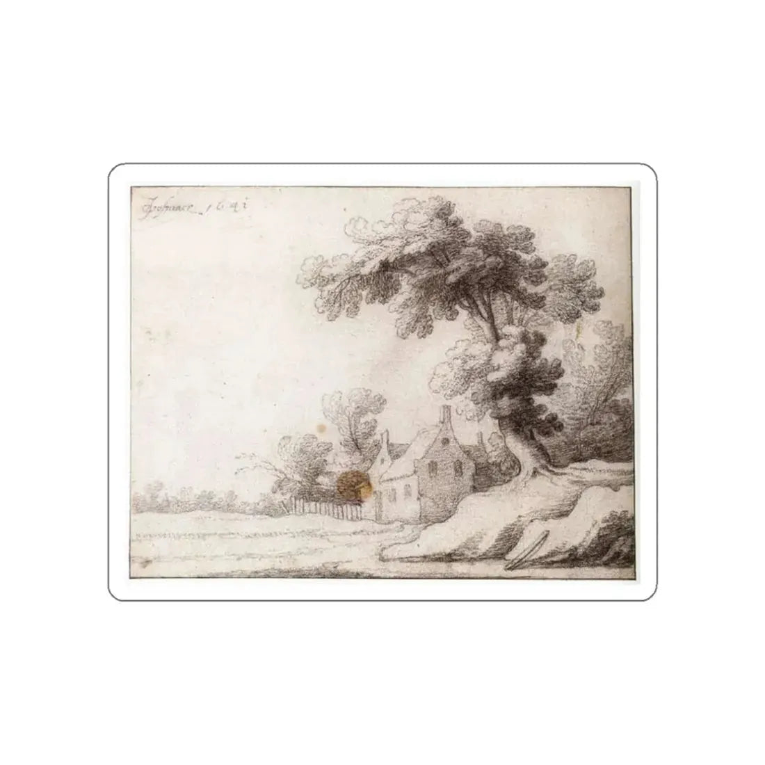 VOSMAER, Jacob Woutersz - Landscape with a Tall Tree on the Right (Artwork) STICKER Vinyl Die-Cut Decal White Die-Cut 3 Inch - The Sticker Space