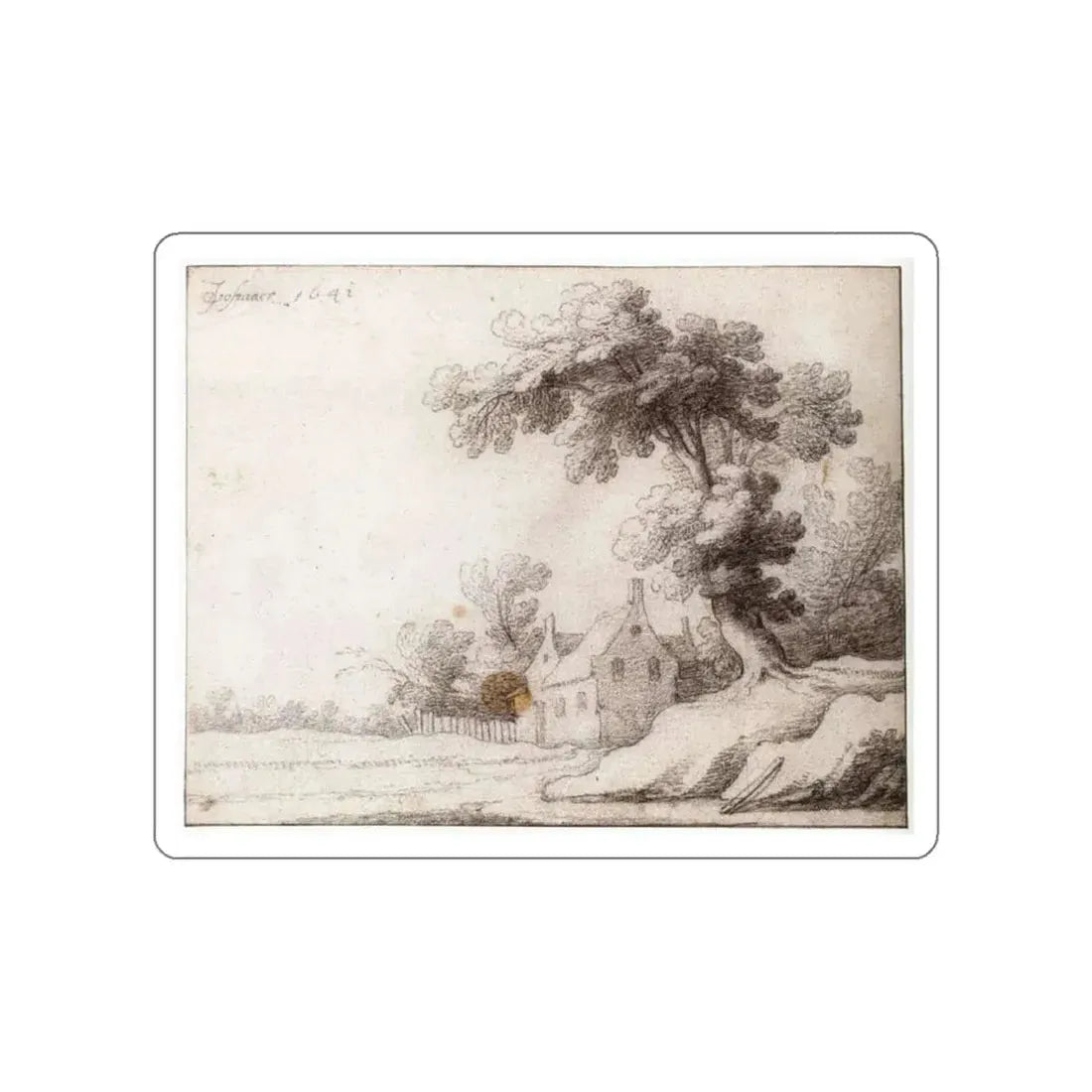 VOSMAER, Jacob Woutersz - Landscape with a Tall Tree on the Right (Artwork) STICKER Vinyl Die-Cut Decal White Die-Cut 6 Inch - The Sticker Space