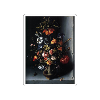 VOSMAER, Jacob Woutersz - Still-Life of Flowers with a Fritillary in a Stone Niche (Artwork) STICKER Vinyl Die-Cut Decal-White-The Sticker Space