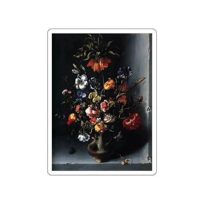VOSMAER, Jacob Woutersz - Still-Life of Flowers with a Fritillary in a Stone Niche (Artwork) STICKER Vinyl Die-Cut Decal White Die-Cut 5 Inch - The Sticker Space