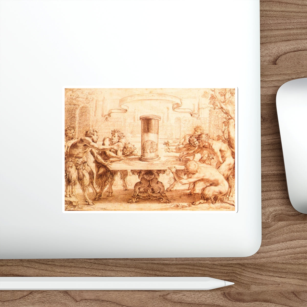 VOUET, Simon - Eight Satyrs Admiring the Anamorphosis of an Elephant (Artwork) STICKER Vinyl Die-Cut Decal-The Sticker Space