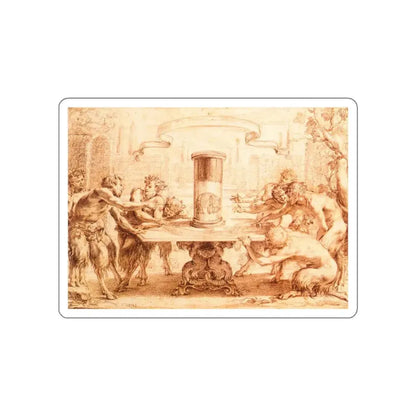 VOUET, Simon - Eight Satyrs Admiring the Anamorphosis of an Elephant (Artwork) STICKER Vinyl Die-Cut Decal White Die-Cut 5 Inch - The Sticker Space