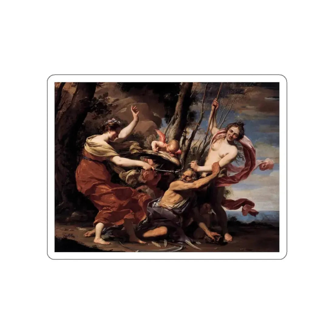 VOUET, Simon - Father Time Overcome by Love, Hope and Beauty (Artwork) STICKER Vinyl Die-Cut Decal White Die-Cut 3 Inch - The Sticker Space