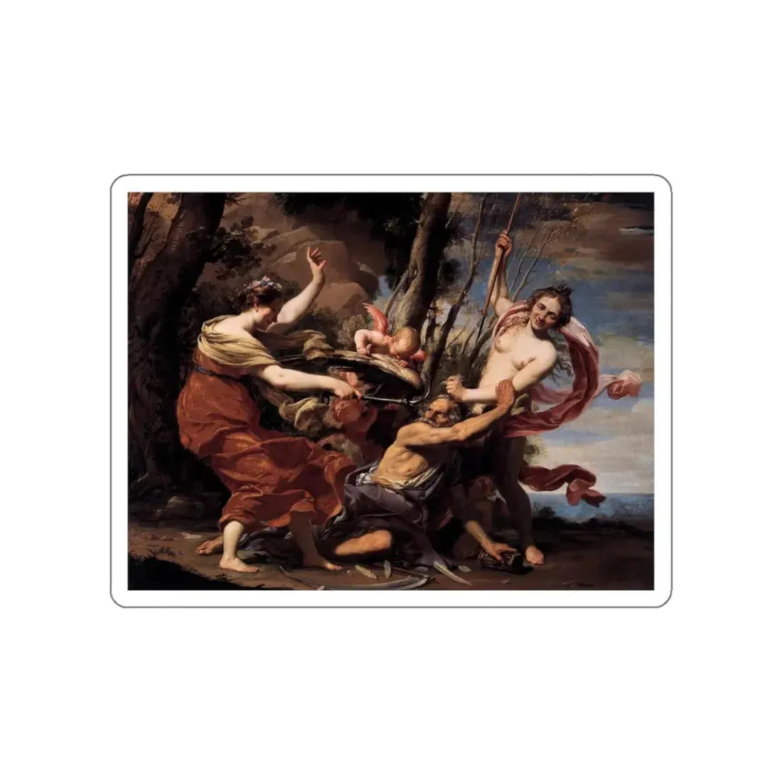 VOUET, Simon - Father Time Overcome by Love, Hope and Beauty (Artwork) STICKER Vinyl Die-Cut Decal White Die-Cut 6 Inch - The Sticker Space