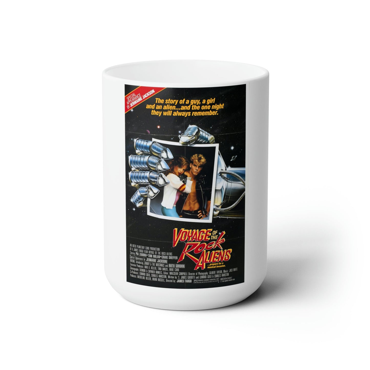 VOYAGE OF THE ROCK ALIENS 1984 Movie Poster - White Coffee Cup 15oz-15oz-The Sticker Space