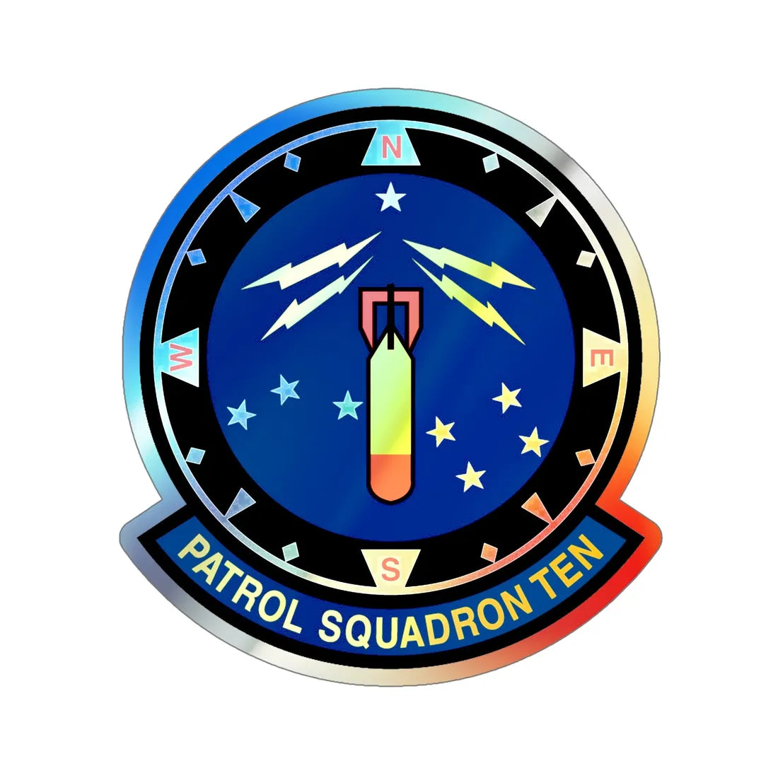 VP 10 Patrol Squadron Ten (U.S. Navy) Holographic STICKER Die-Cut Vinyl Decal 6 Inch Holographic - The Sticker Space