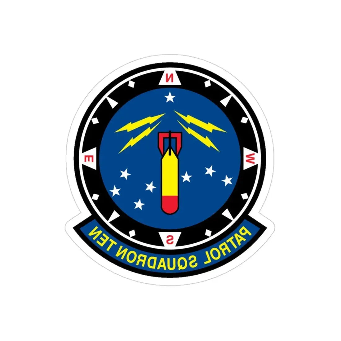 VP 10 Patrol Squadron Ten (U.S. Navy) REVERSE PRINT Transparent Die-Cut STICKER 3 Inch Die-Cut Transparent - The Sticker Space
