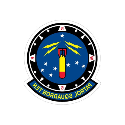 VP 10 Patrol Squadron Ten (U.S. Navy) REVERSE PRINT Transparent Die-Cut STICKER 5 Inch Die-Cut Transparent - The Sticker Space