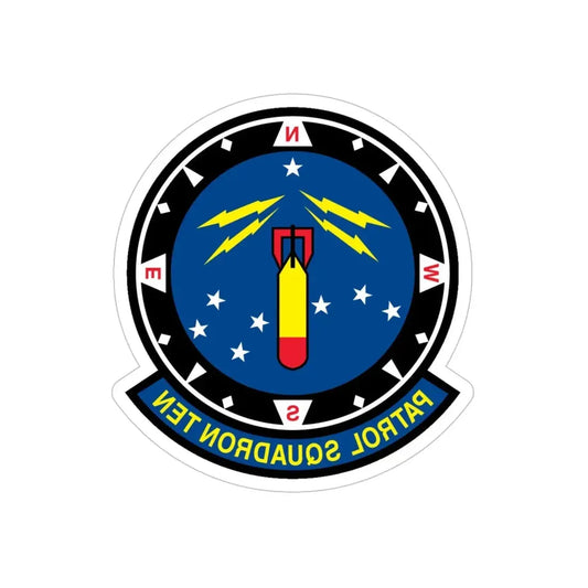 VP 10 Patrol Squadron Ten (U.S. Navy) REVERSE PRINT Transparent Die-Cut STICKER 6 Inch Die-Cut Transparent - The Sticker Space