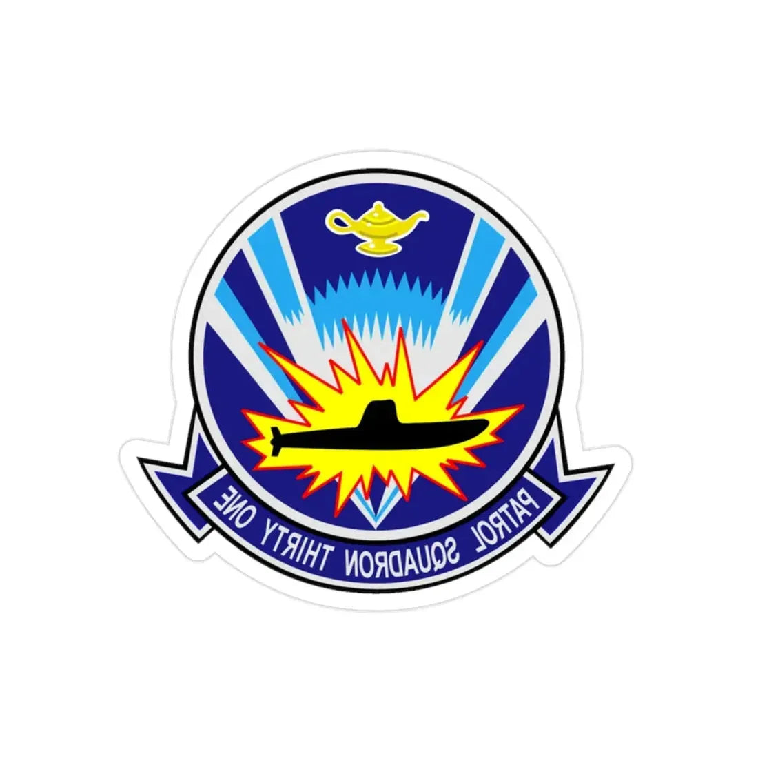 VP 31 Black Lightnings or Genies (U.S. Navy) REVERSE PRINT Transparent Die-Cut STICKER 2 Inch Die-Cut Transparent - The Sticker Space