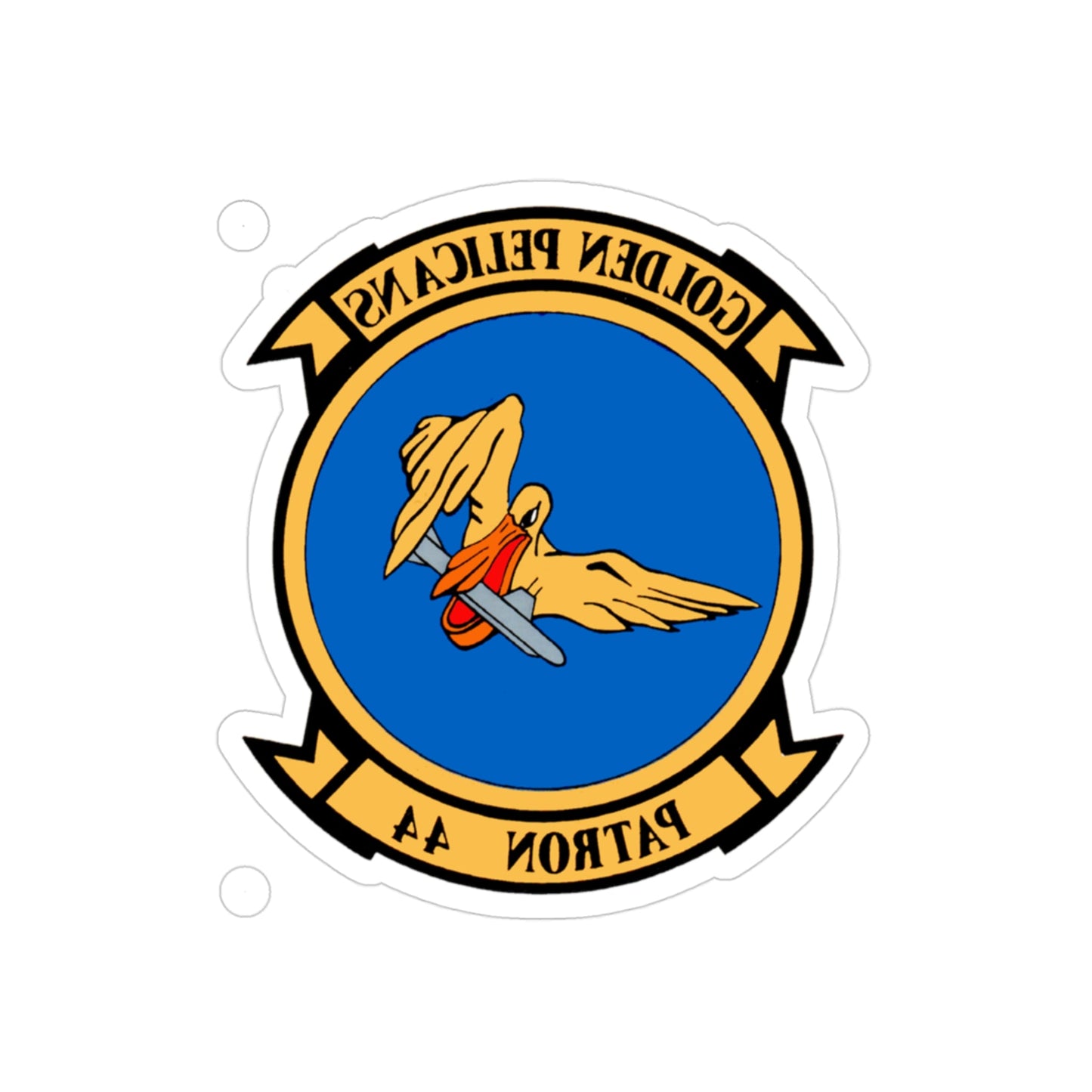 VP 44 Golden Pelicans (U.S. Navy) REVERSE PRINT Transparent STICKER-3" × 3"-The Sticker Space