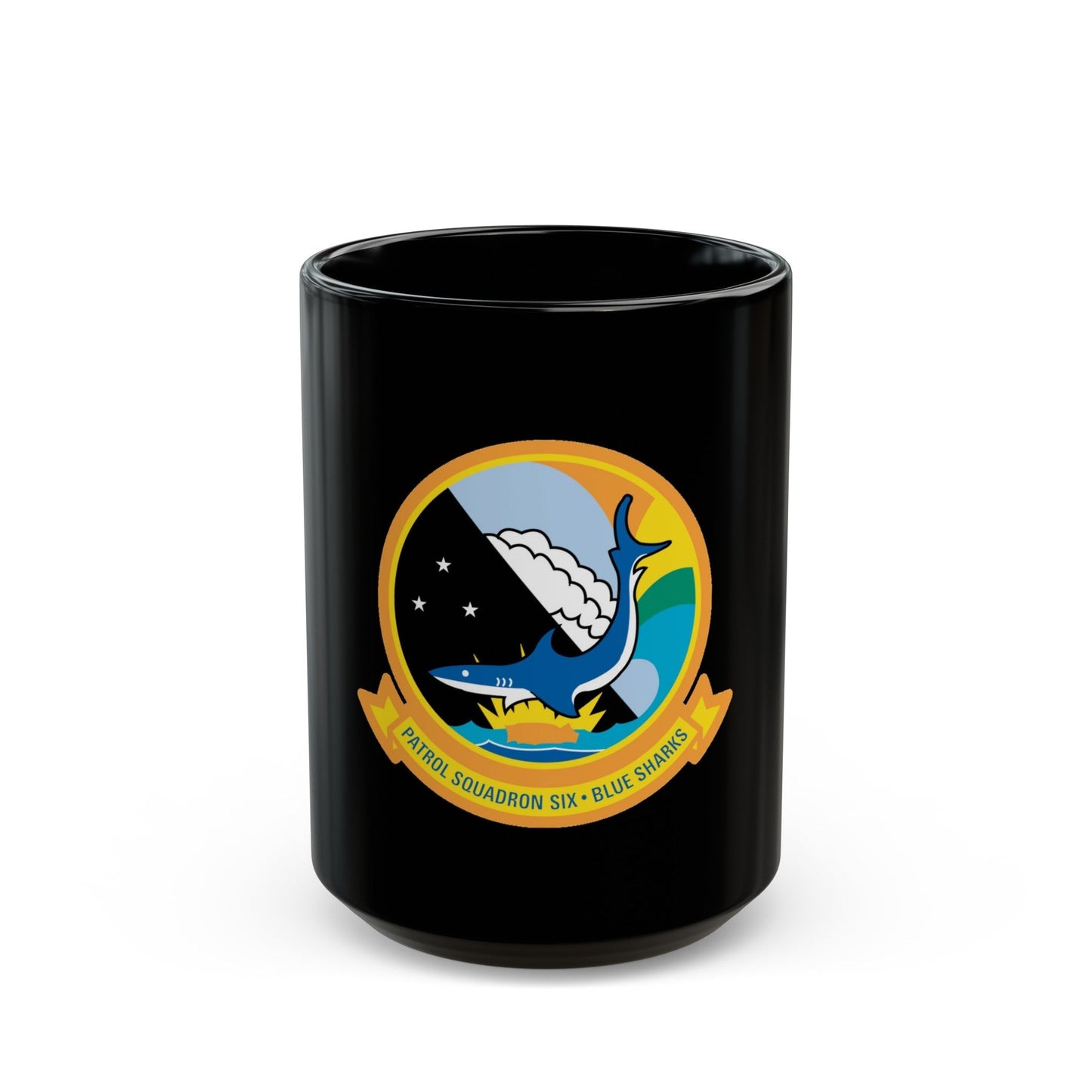 VP 6 Patrol Squadron Six Blue Sharks (U.S. Navy) Black Coffee Mug-15oz-The Sticker Space