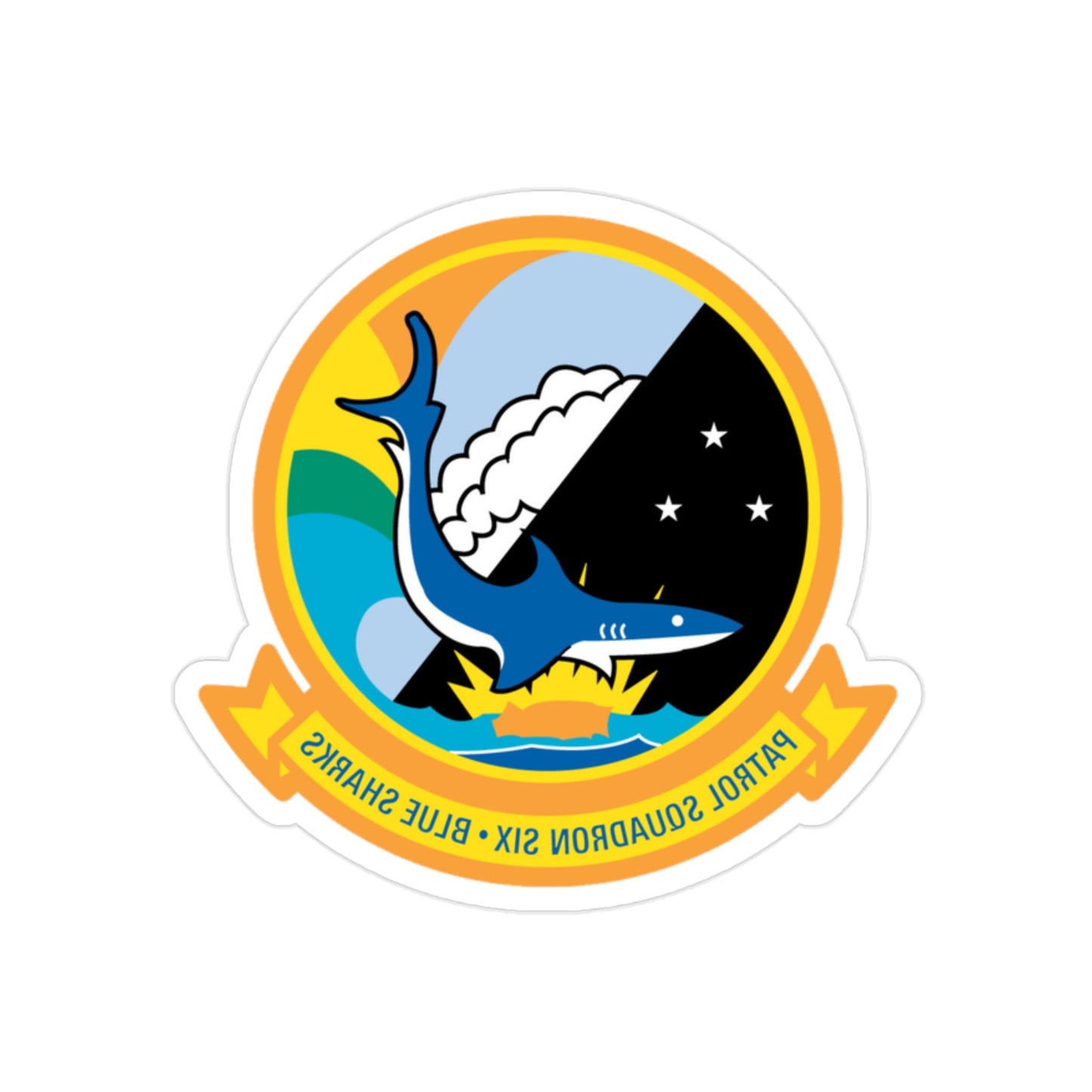 VP 6 Patrol Squadron Six Blue Sharks (U.S. Navy) REVERSE PRINT Transparent STICKER-2" × 2"-The Sticker Space