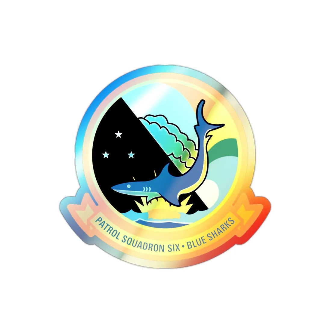 VP 6 Patrol Squadron Six Blue Sharks (U.S. Navy) Holographic STICKER Die-Cut Vinyl Decal 2 Inch Holographic - The Sticker Space