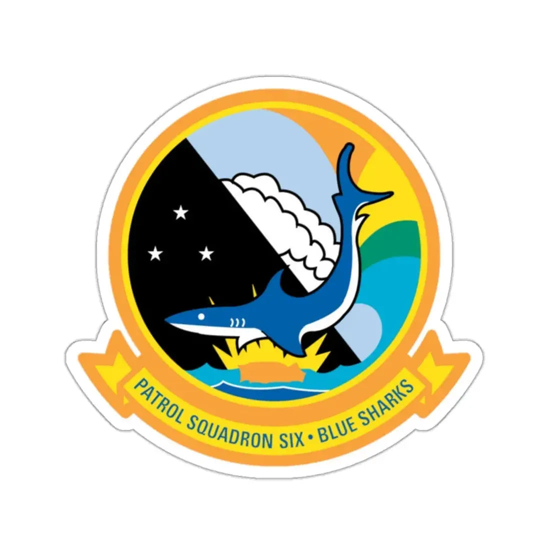 VP 6 Patrol Squadron Six Blue Sharks (U.S. Navy) STICKER Vinyl Kiss-Cut Decal 2 Inch White - The Sticker Space