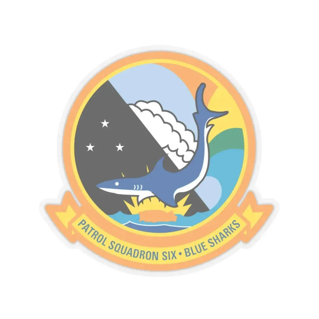 VP 6 Patrol Squadron Six Blue Sharks (U.S. Navy) STICKER Vinyl Kiss-Cut Decal 3 Inch Transparent - The Sticker Space