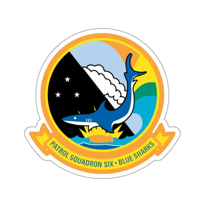 VP 6 Patrol Squadron Six Blue Sharks (U.S. Navy) STICKER Vinyl Kiss-Cut Decal 6 Inch White - The Sticker Space
