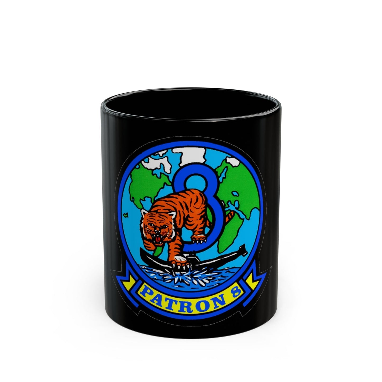 VP 8 Fighting Tigers (U.S. Navy) Black Coffee Mug-11oz-The Sticker Space