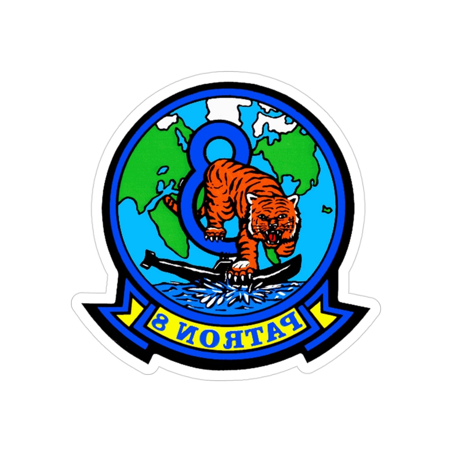 VP 8 Fighting Tigers (U.S. Navy) REVERSE PRINT Transparent STICKER-3" × 3"-The Sticker Space