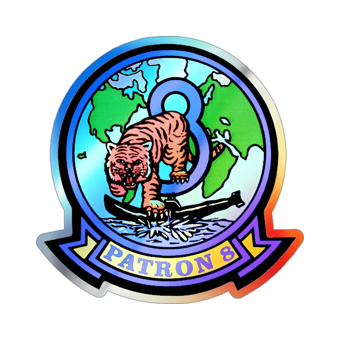 VP 8 Fighting Tigers (U.S. Navy) Holographic STICKER Die-Cut Vinyl Decal 3 Inch Holographic - The Sticker Space