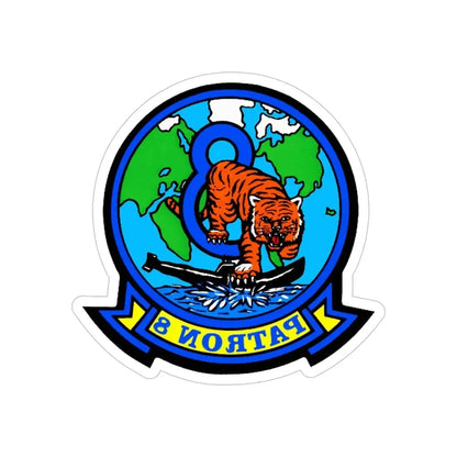 VP 8 Fighting Tigers (U.S. Navy) REVERSE PRINT Transparent Die-Cut STICKER 5 Inch Die-Cut Transparent - The Sticker Space
