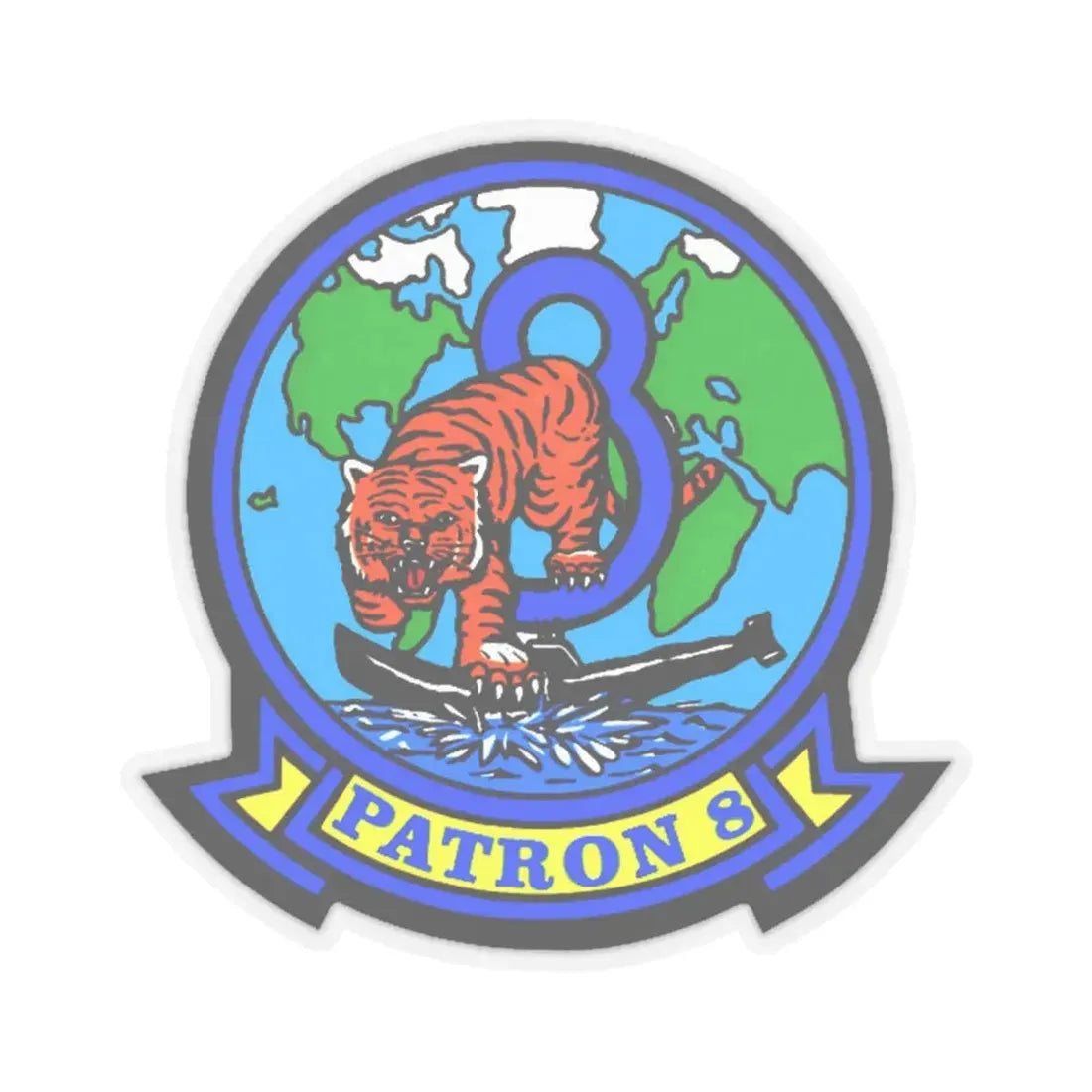 VP 8 Fighting Tigers (U.S. Navy) STICKER Vinyl Kiss-Cut Decal 4 Inch Transparent - The Sticker Space