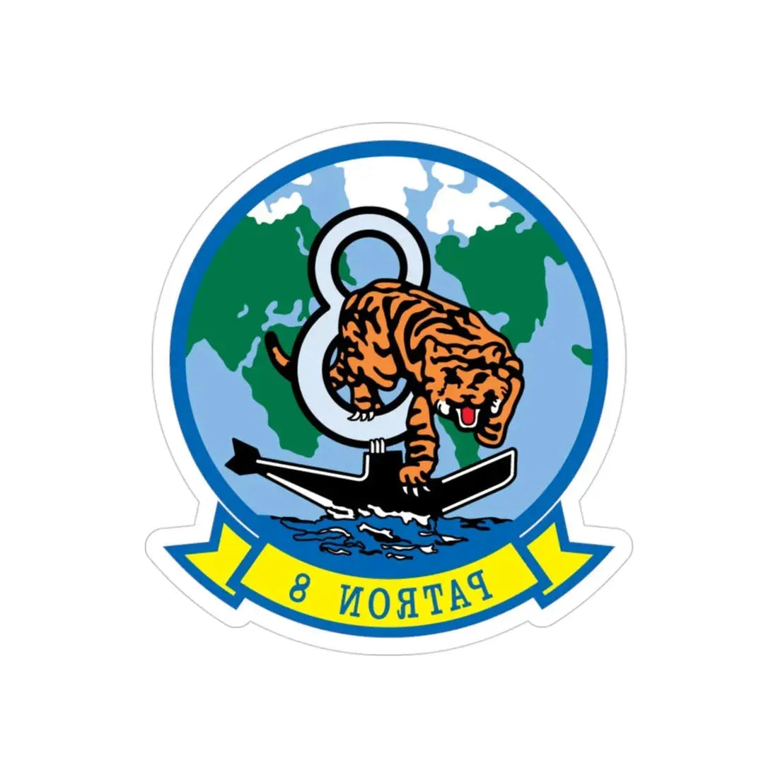 VP 8 PATRON 8 (U.S. Navy) REVERSE PRINT Transparent Die-Cut STICKER 3 Inch Die-Cut Transparent - The Sticker Space