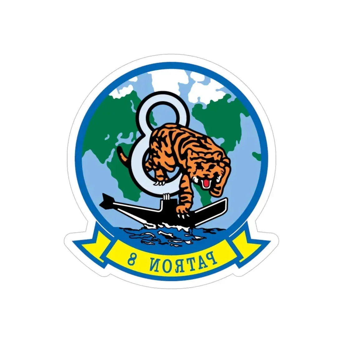 VP 8 PATRON 8 (U.S. Navy) REVERSE PRINT Transparent Die-Cut STICKER 6 Inch Die-Cut Transparent - The Sticker Space
