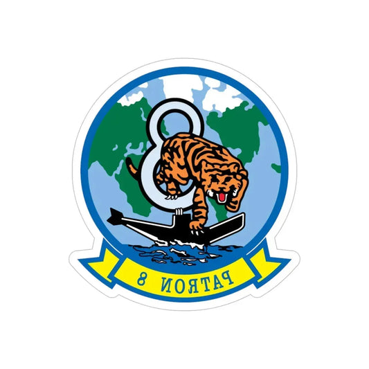 VP 8 PATRON 8 (U.S. Navy) REVERSE PRINT Transparent Die-Cut STICKER 6 Inch Die-Cut Transparent - The Sticker Space