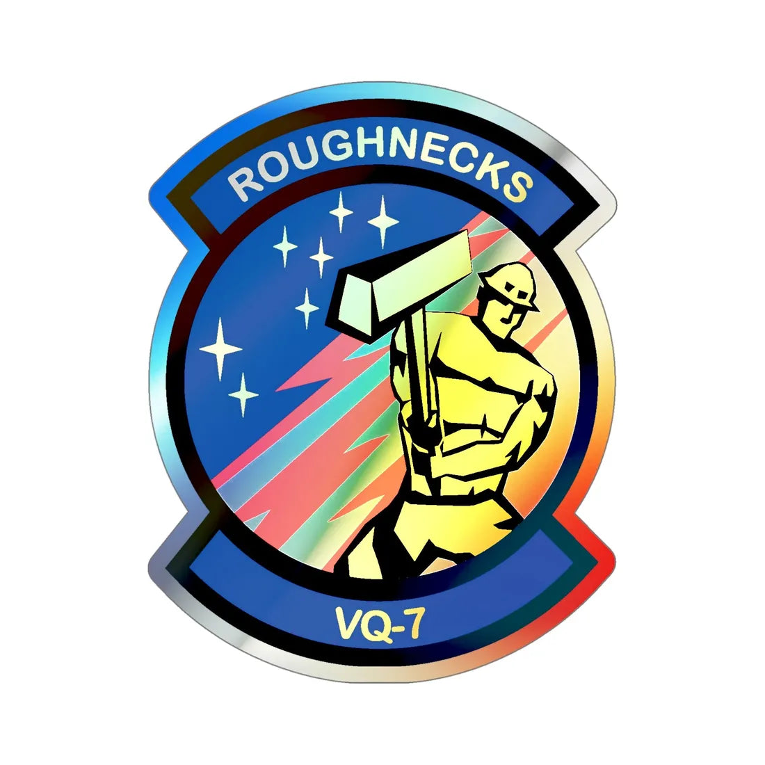 VQ 7 Roughnecks (U.S. Navy) Holographic STICKER Die-Cut Vinyl Decal 5 Inch Holographic - The Sticker Space