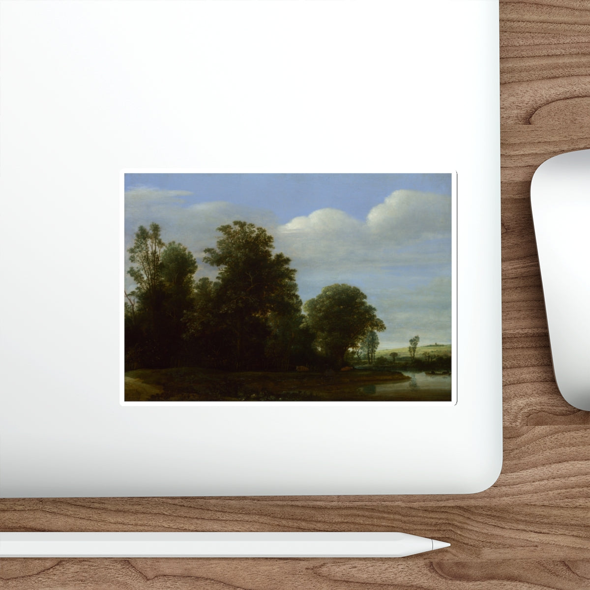 VROOM, Cornelis Hendricksz the Younger - A Landscape with a River by a Wood (Artwork) STICKER Vinyl Die-Cut Decal-The Sticker Space