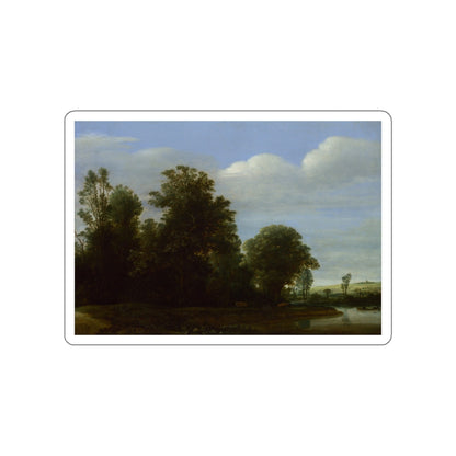 VROOM, Cornelis Hendricksz the Younger - A Landscape with a River by a Wood (Artwork) STICKER Vinyl Die-Cut Decal-White-The Sticker Space