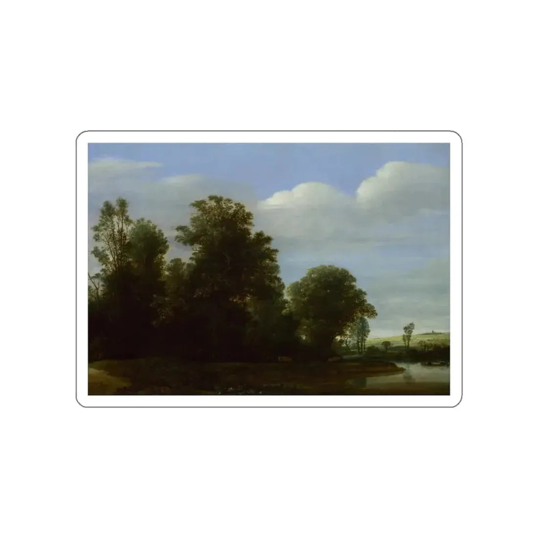 VROOM, Cornelis Hendricksz the Younger - A Landscape with a River by a Wood (Artwork) STICKER Vinyl Die-Cut Decal White Die-Cut 4 Inch - The Sticker Space