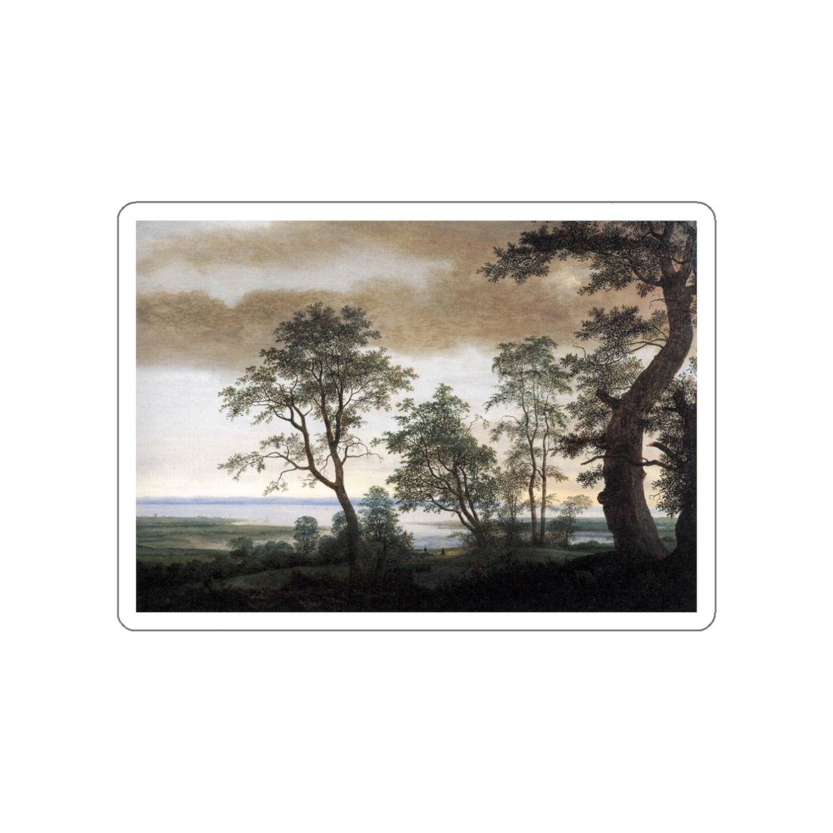 VROOM, Cornelis Hendricksz the Younger - Landscape with Estuary (Artwork) STICKER Vinyl Die-Cut Decal-White-The Sticker Space