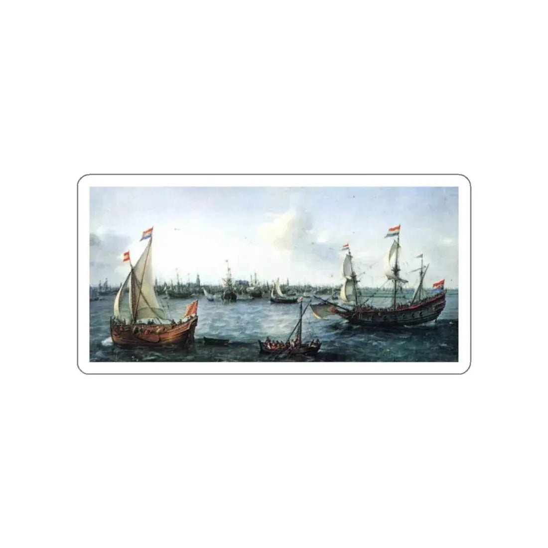 VROOM, Hendrick Cornelisz - The Harbour in Amsterdam (Artwork) STICKER Vinyl Die-Cut Decal White Die-Cut 2 Inch - The Sticker Space