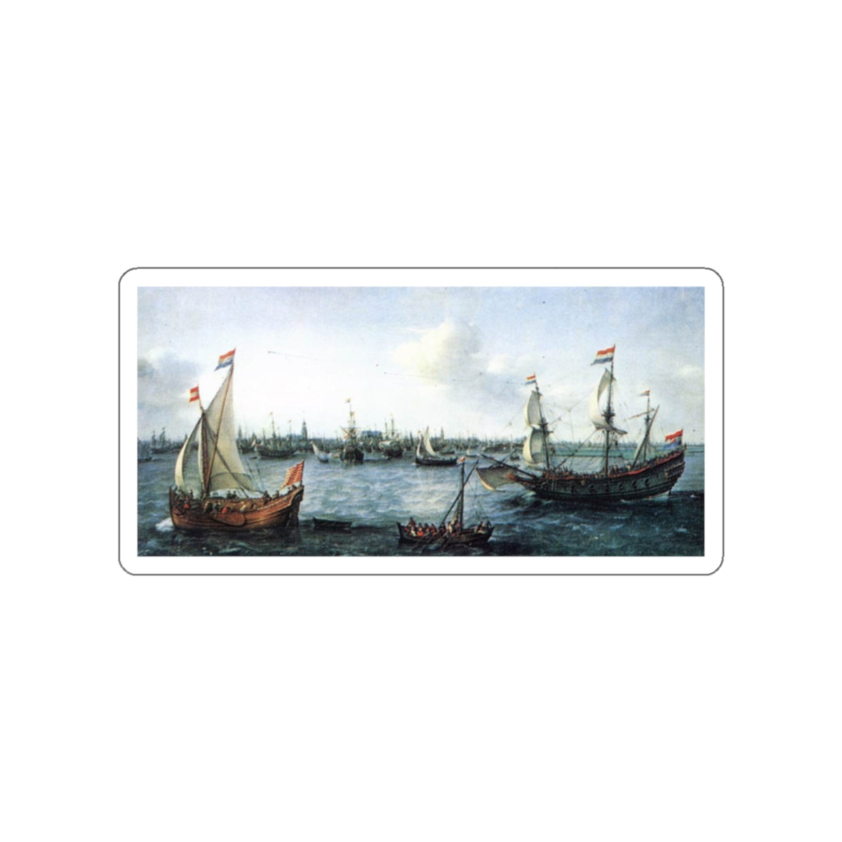 VROOM, Hendrick Cornelisz - The Harbour in Amsterdam (Artwork) STICKER Vinyl Die-Cut Decal-White-The Sticker Space