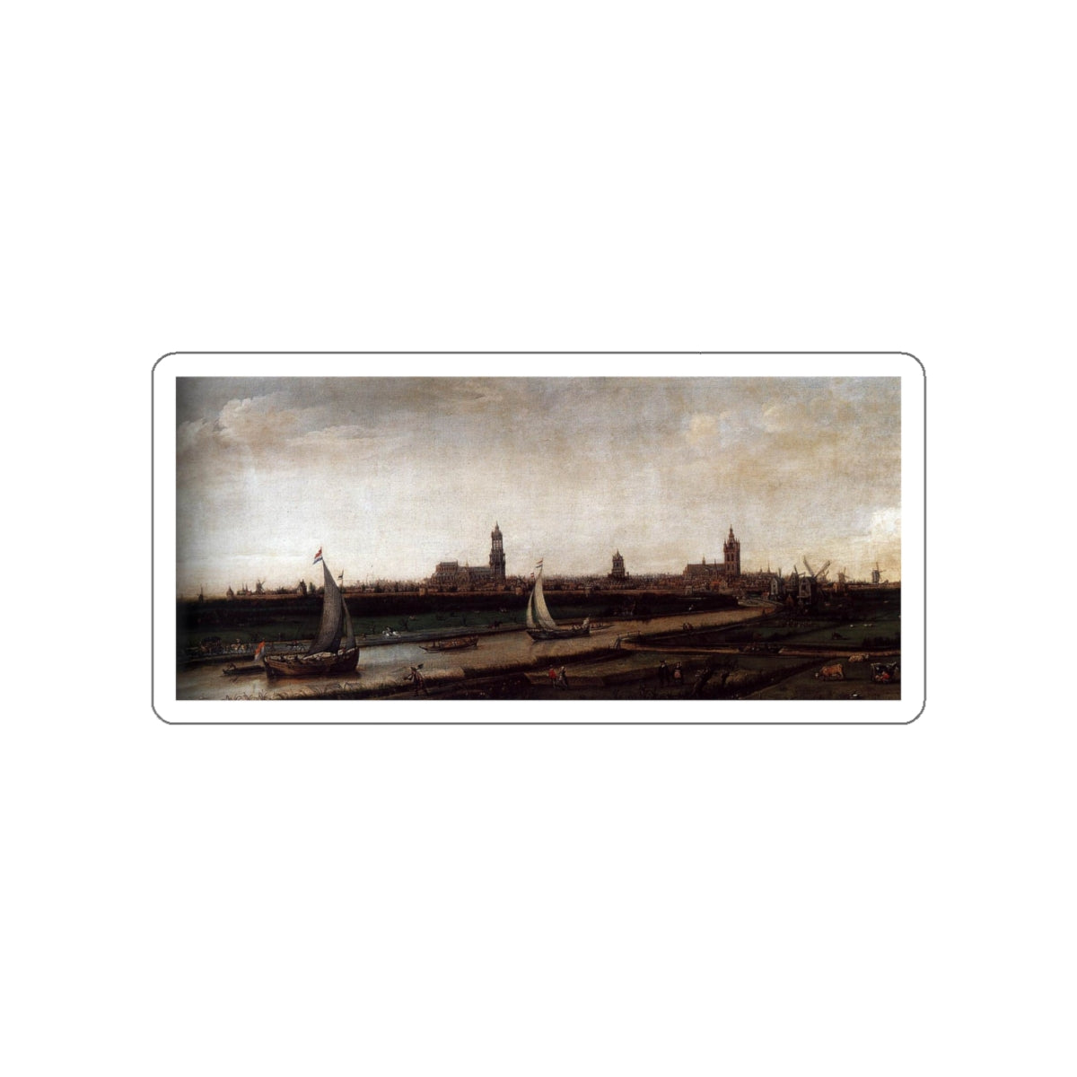 VROOM, Hendrick Cornelisz - View of Delft from the Northwest (Artwork) STICKER Vinyl Die-Cut Decal-White-The Sticker Space