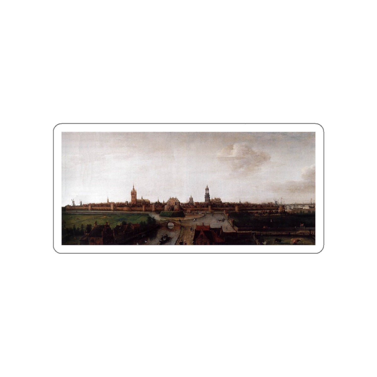 VROOM, Hendrick Cornelisz - View of Delft from the Southwest (Artwork) STICKER Vinyl Die-Cut Decal-White-The Sticker Space