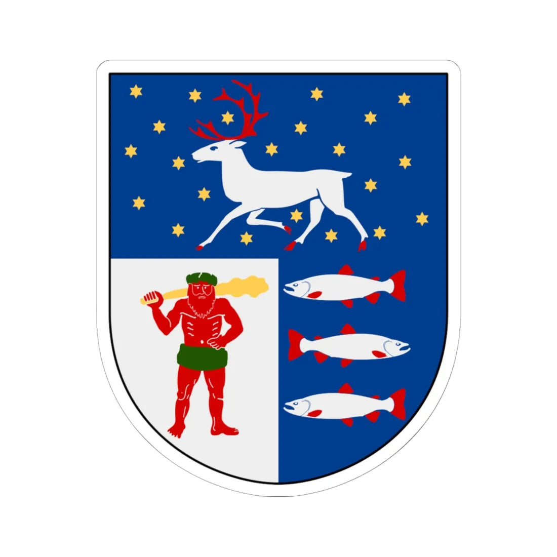 Västerbotten län vapen (Sweden) (Coat of Arms) STICKER Vinyl Kiss-Cut Decal 6 Inch White - The Sticker Space