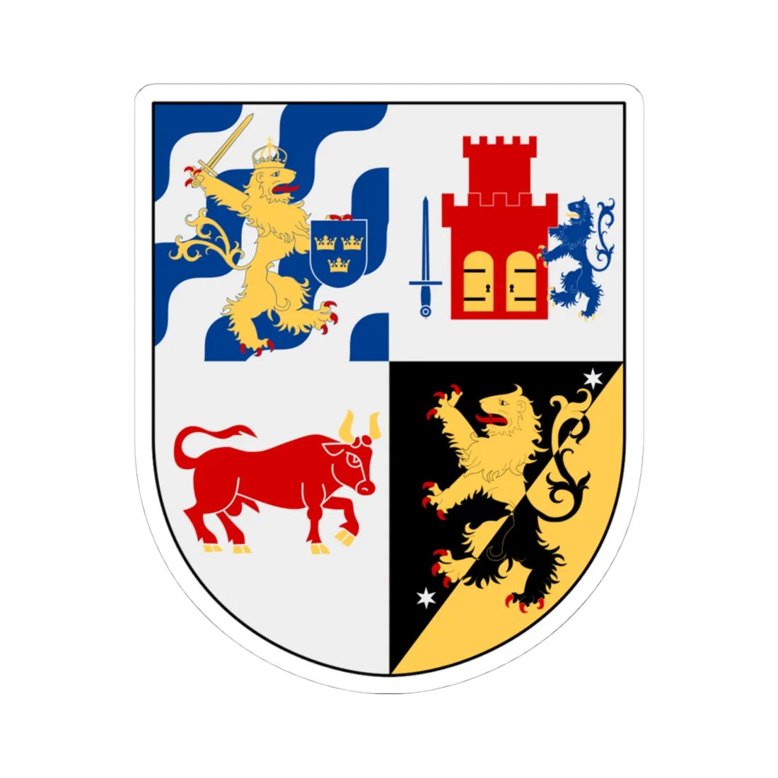 Västra Götaland vapen (Sweden) (Coat of Arms) STICKER Vinyl Kiss-Cut Decal 4 Inch White - The Sticker Space