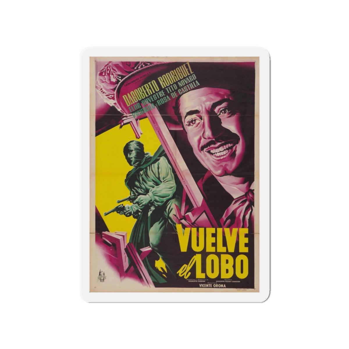 VUELVE EL LOBO 1952 Movie Poster - Refrigerator Magnet-3" x 3"-The Sticker Space