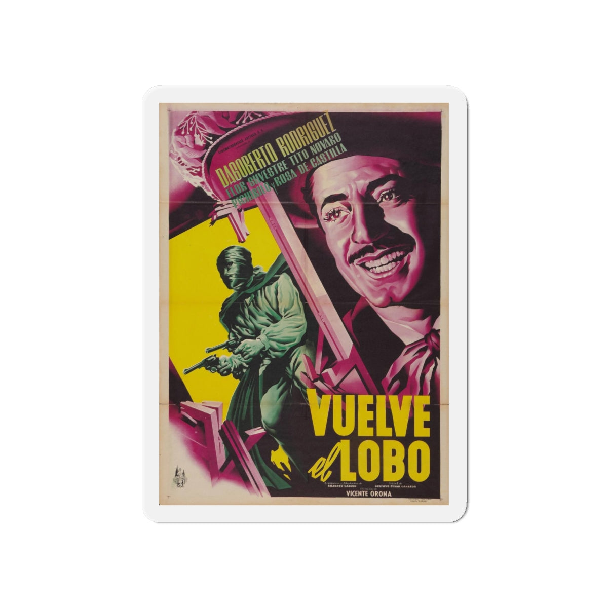 VUELVE EL LOBO 1952 Movie Poster - Refrigerator Magnet-4" x 4"-The Sticker Space